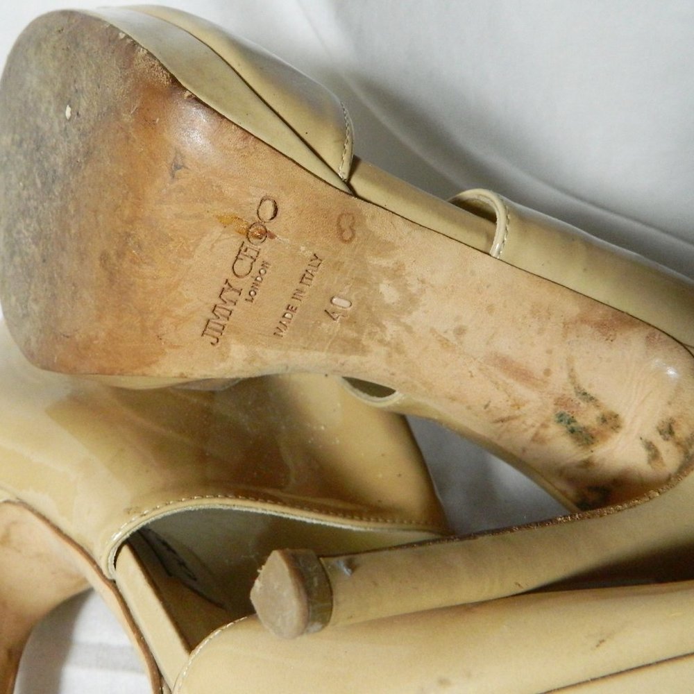 Jimmy Choo Nude Patent Peep Toe Pumps Eu 40 - Picture 9 of 9